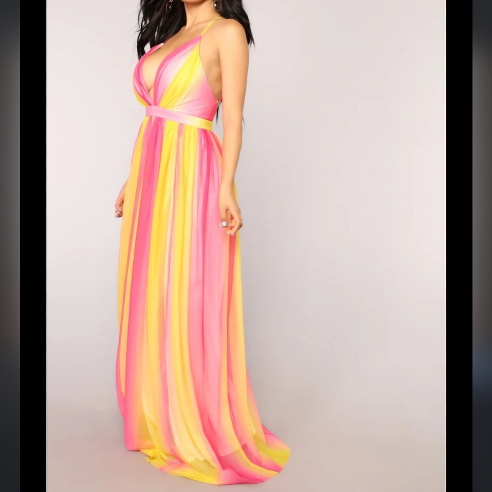 Summer Hideway Ombre Dress, Pink/Yellow